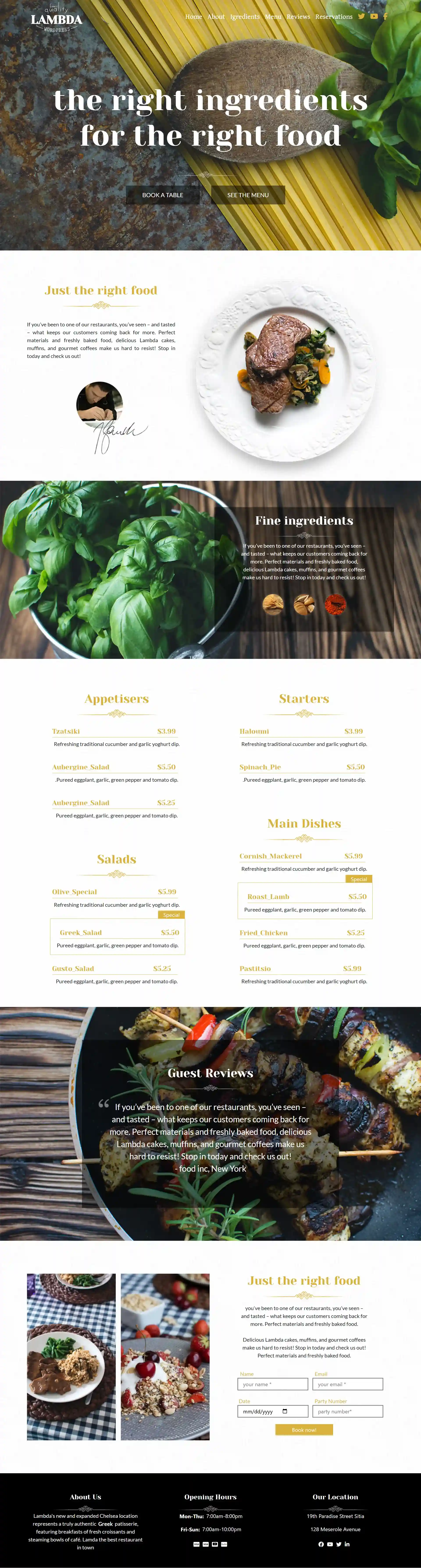 Restaurant Website design - webdevelopment